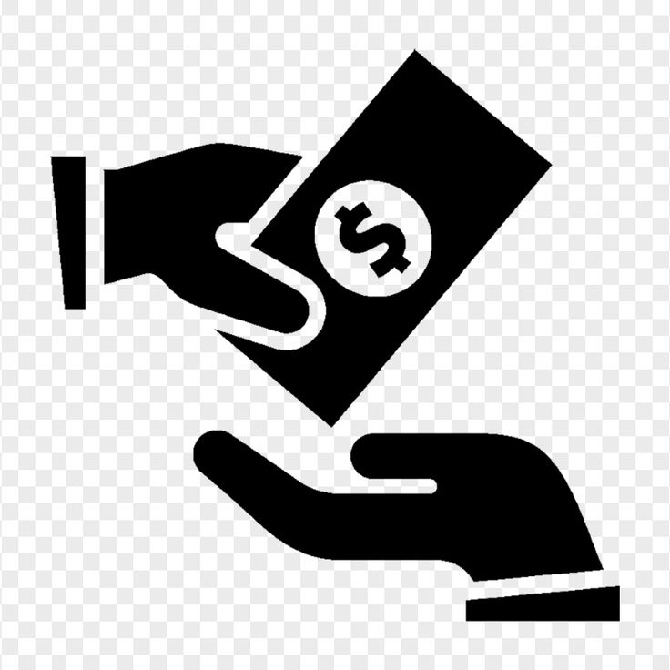 hd black hand to hand money, cash payment icon transparent png